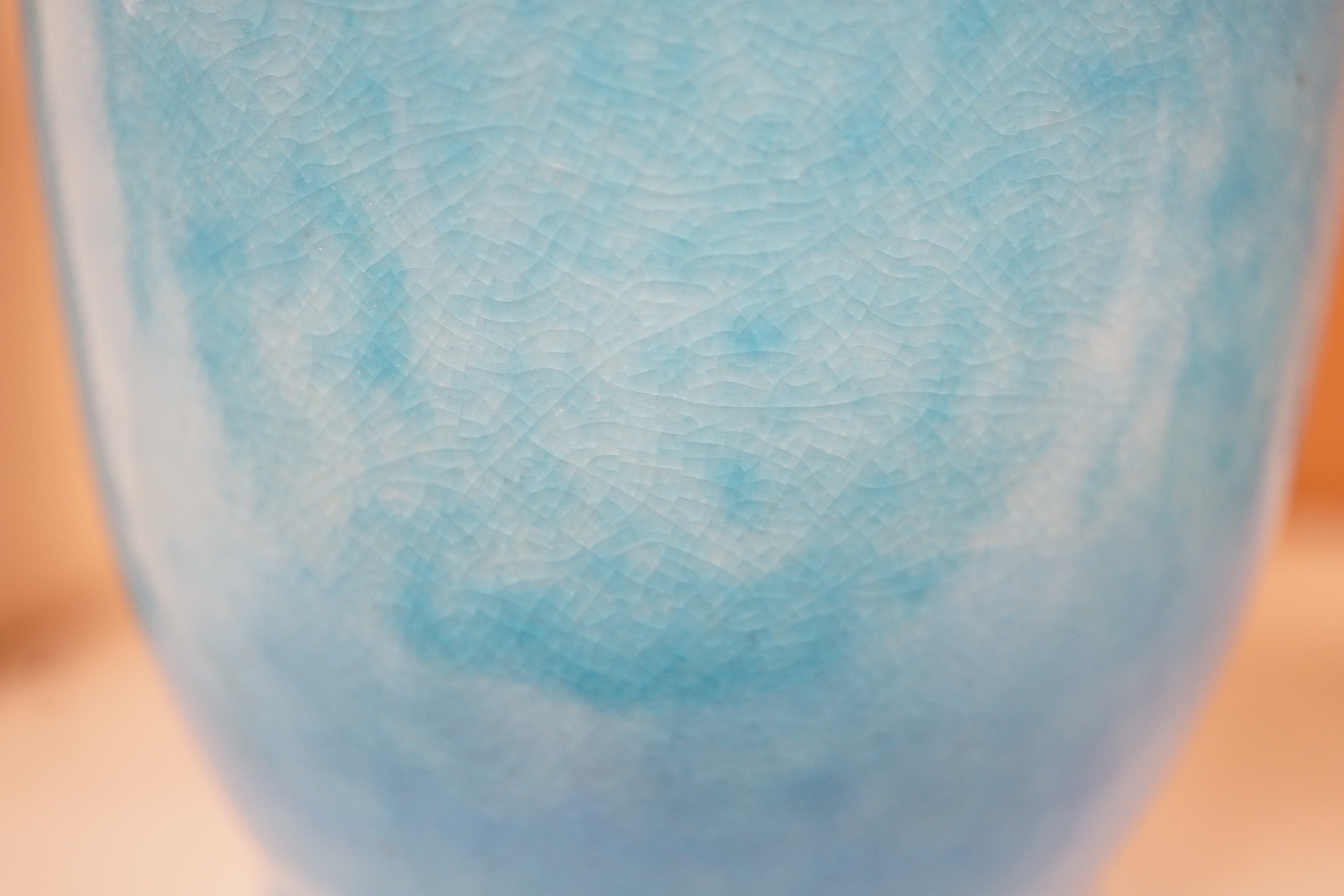 A Chinese turquoise glazed vase 22cm, with a fine crackle to the exterior glaze